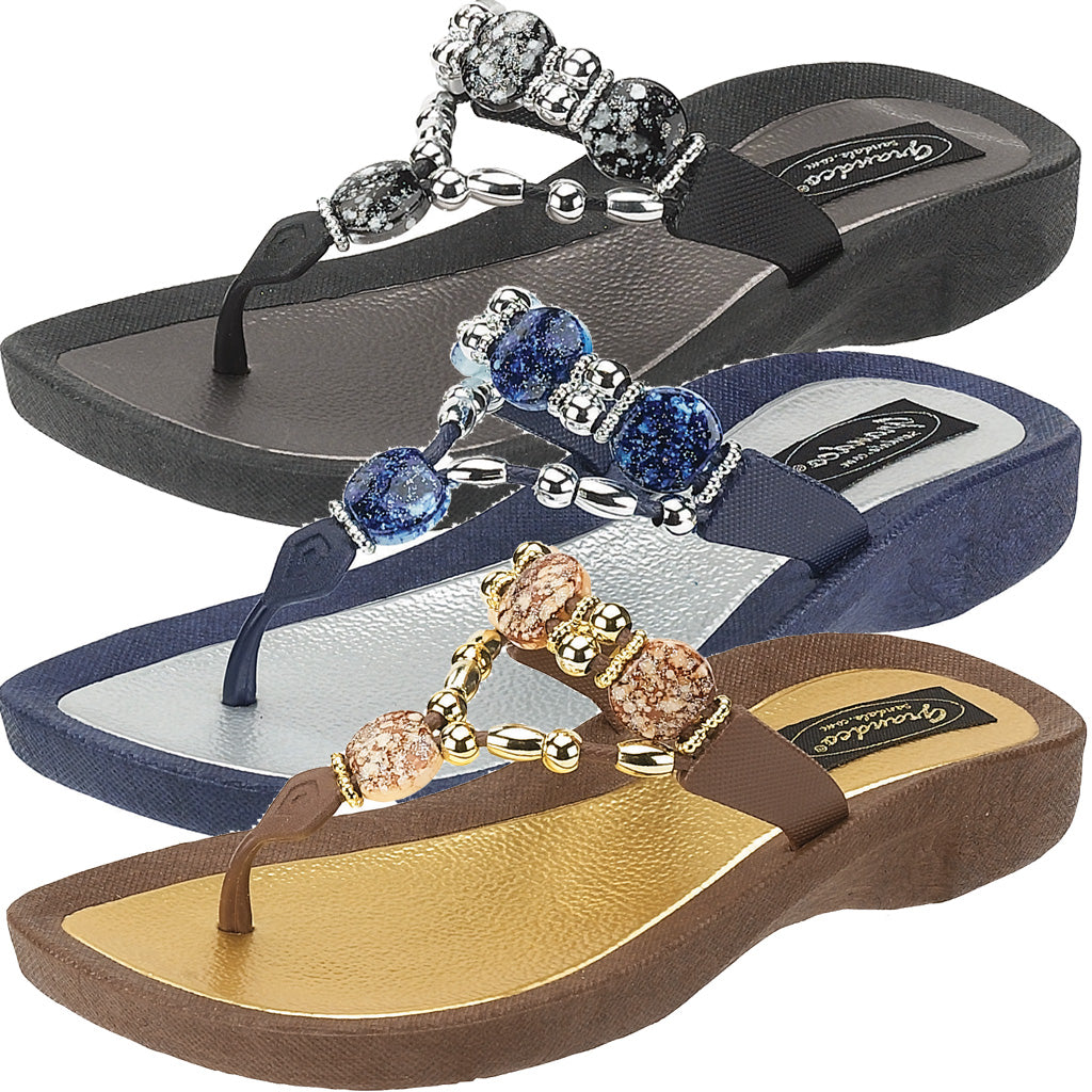 Grandco Sandals for Women. Jeweled and Beaded Sparkly Sandals for Women
