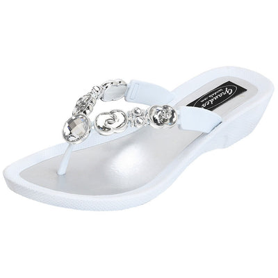 Grandco Sandals - Lunar 27685 in White Jeweled Sandal