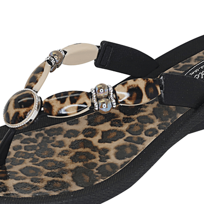 Grandco Sandals - Leopard Print Style 28636, With A black or brown 1' Sole Close of of beaded sandals